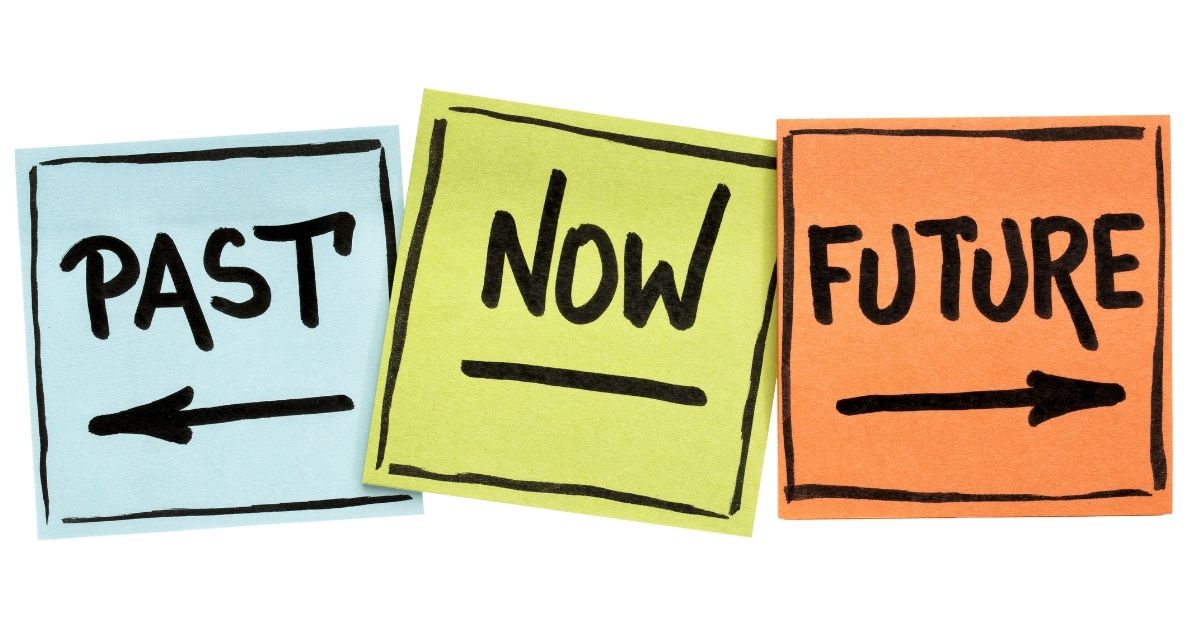 Signs that say past now and future to indicate credit history